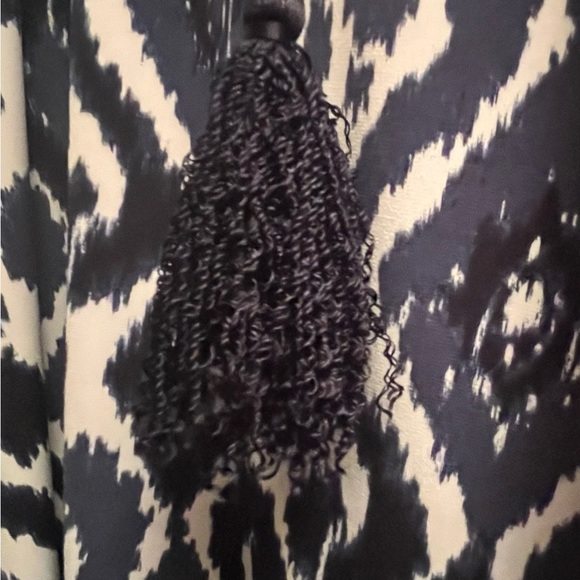 Michael Kors Patterned Navy and White Paisley Women's Dress with Tassels - Picture 11 of 11